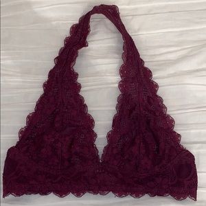Burgundy Free People Halter Bralette